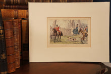 Load image into Gallery viewer, Original Hand Colored Lithograph featuring a Female Riding Side Saddle - The Barn Antiques