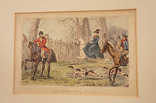 Load image into Gallery viewer, Original Hand Colored Lithograph featuring a Female Riding Side Saddle - The Barn Antiques