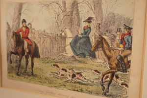 Original Hand Colored Lithograph featuring a Female Riding Side Saddle - The Barn Antiques