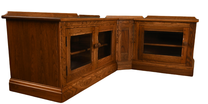 Oak Mid Century Corner Cabinet/ Bookcase - The Barn Antiques