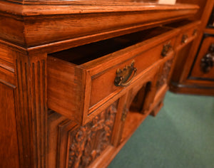 Fantastic English Oak Mirrored Sideboard - The Barn Antiques