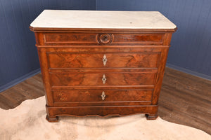 French Mahogany Marble Topped Commode c.1870 - The Barn Antiques