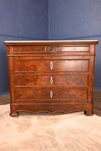 French Mahogany Marble Topped Commode c.1870 - The Barn Antiques