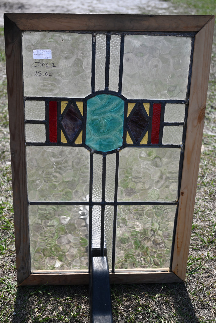 Antique English Stained Glass in Shipping Frame - The Barn Antiques