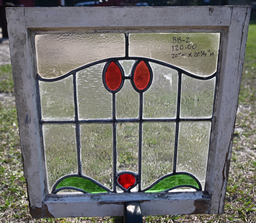 Antique English Stained Glass in Original Frame - The Barn Antiques