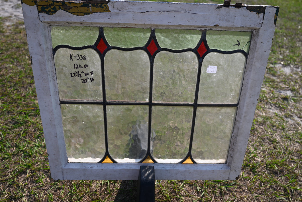 Antique English Stained Glass in Original Frame - The Barn Antiques