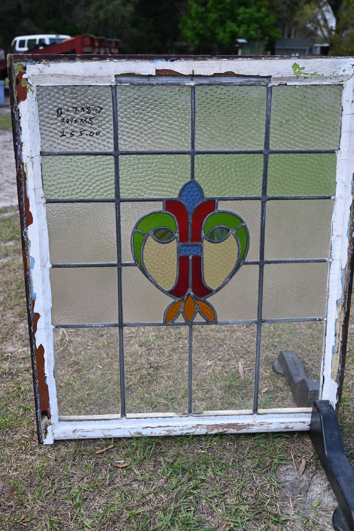 Antique English Stained Glass in Original Frame - The Barn Antiques