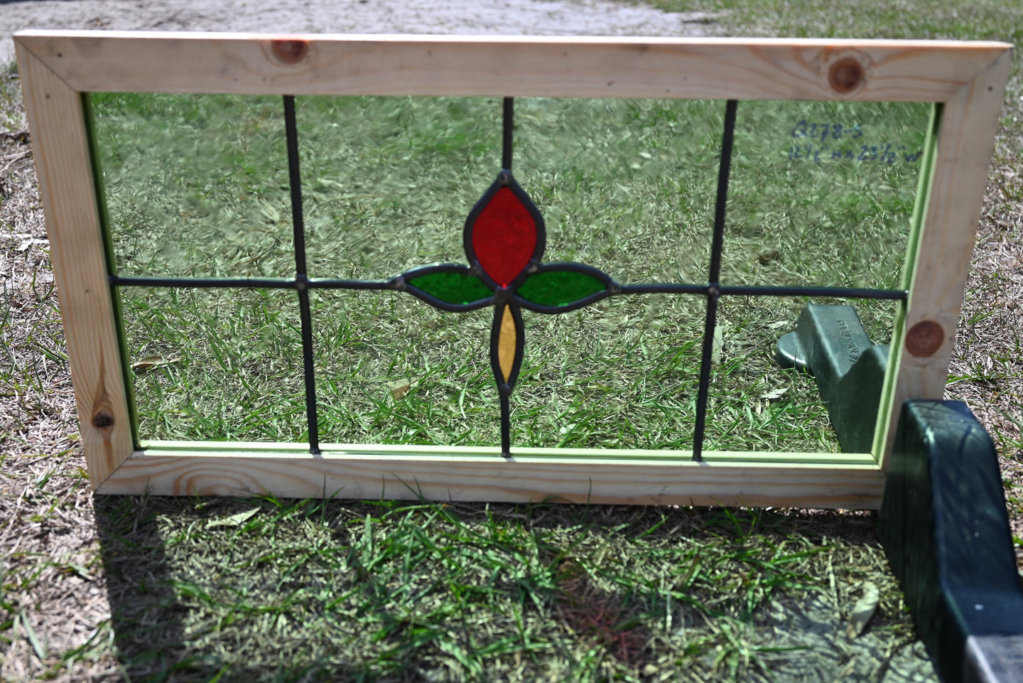 Antique English Stained Glass in Shipping Frame - The Barn Antiques