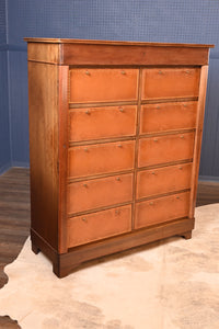 French Walnut Leathered Wellington Document Cabinet - The Barn Antiques