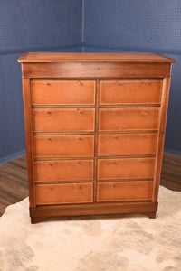 French Walnut Leathered Wellington Document Cabinet - The Barn Antiques