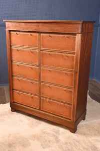 French Walnut Leathered Wellington Document Cabinet - The Barn Antiques