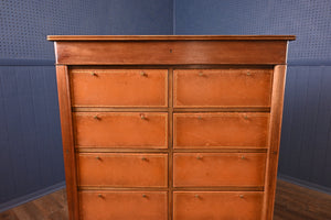 French Walnut Leathered Wellington Document Cabinet - The Barn Antiques