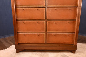 French Walnut Leathered Wellington Document Cabinet - The Barn Antiques