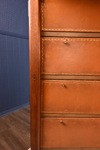 French Walnut Leathered Wellington Document Cabinet - The Barn Antiques