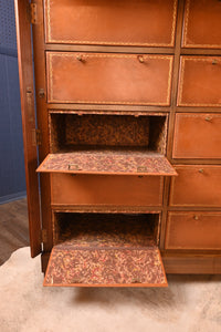 French Walnut Leathered Wellington Document Cabinet - The Barn Antiques