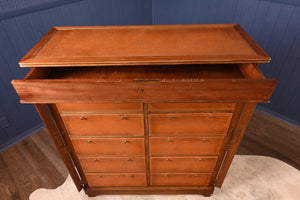 French Walnut Leathered Wellington Document Cabinet - The Barn Antiques