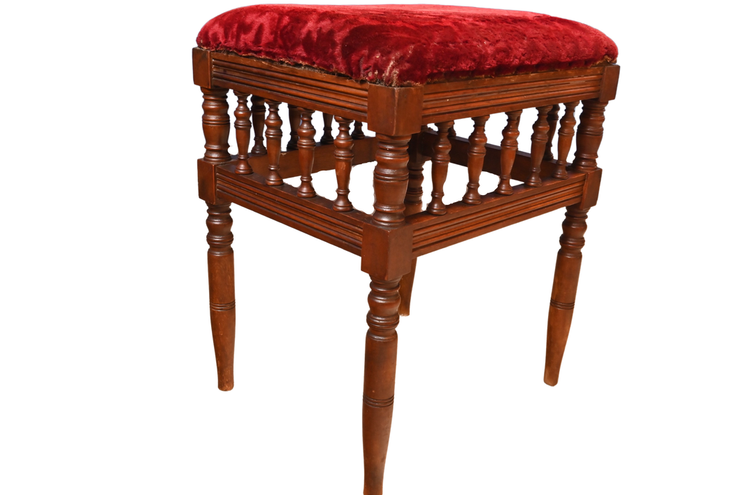 Victorian Walnut Stool c.1890 - The Barn Antiques