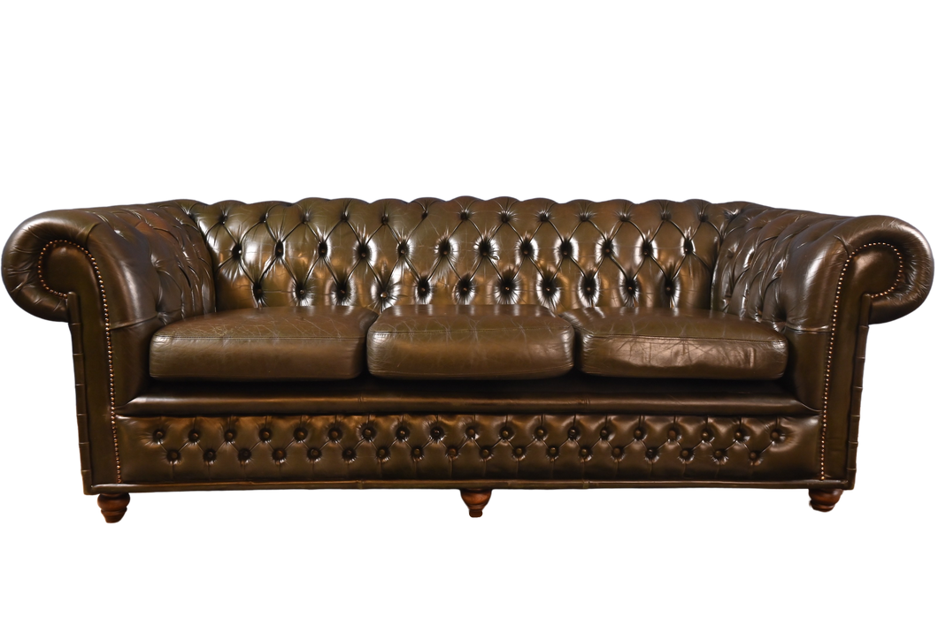 English Leather Chesterfield - The Barn Antiques