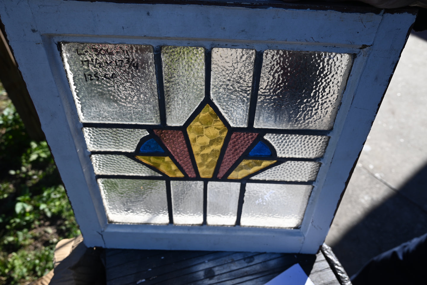 English Stained Glass in Original Frame - The Barn Antiques