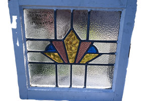 English Stained Glass in Original Frame - The Barn Antiques