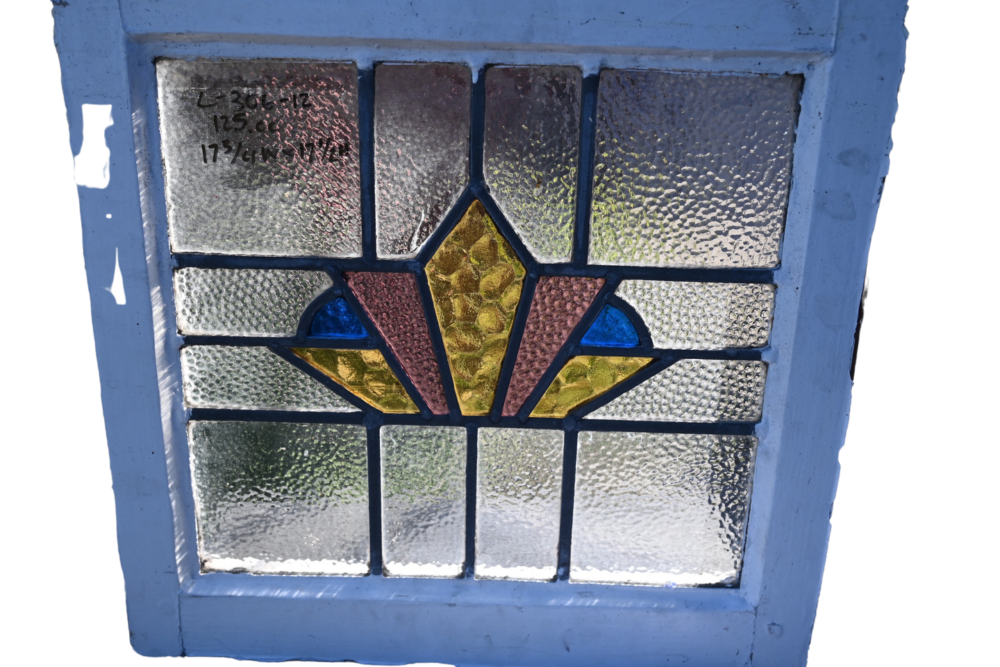 English Stained Glass in Original Frame - The Barn Antiques