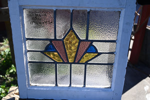 English Stained Glass in Original Frame - The Barn Antiques