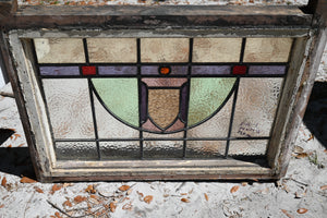 Antique English Stained Glass in Original Frame - The Barn Antiques