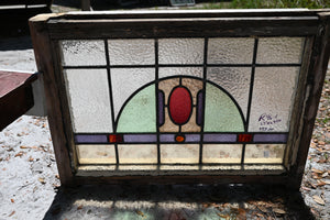 Antique English Stained Glass in Original Frame - The Barn Antiques