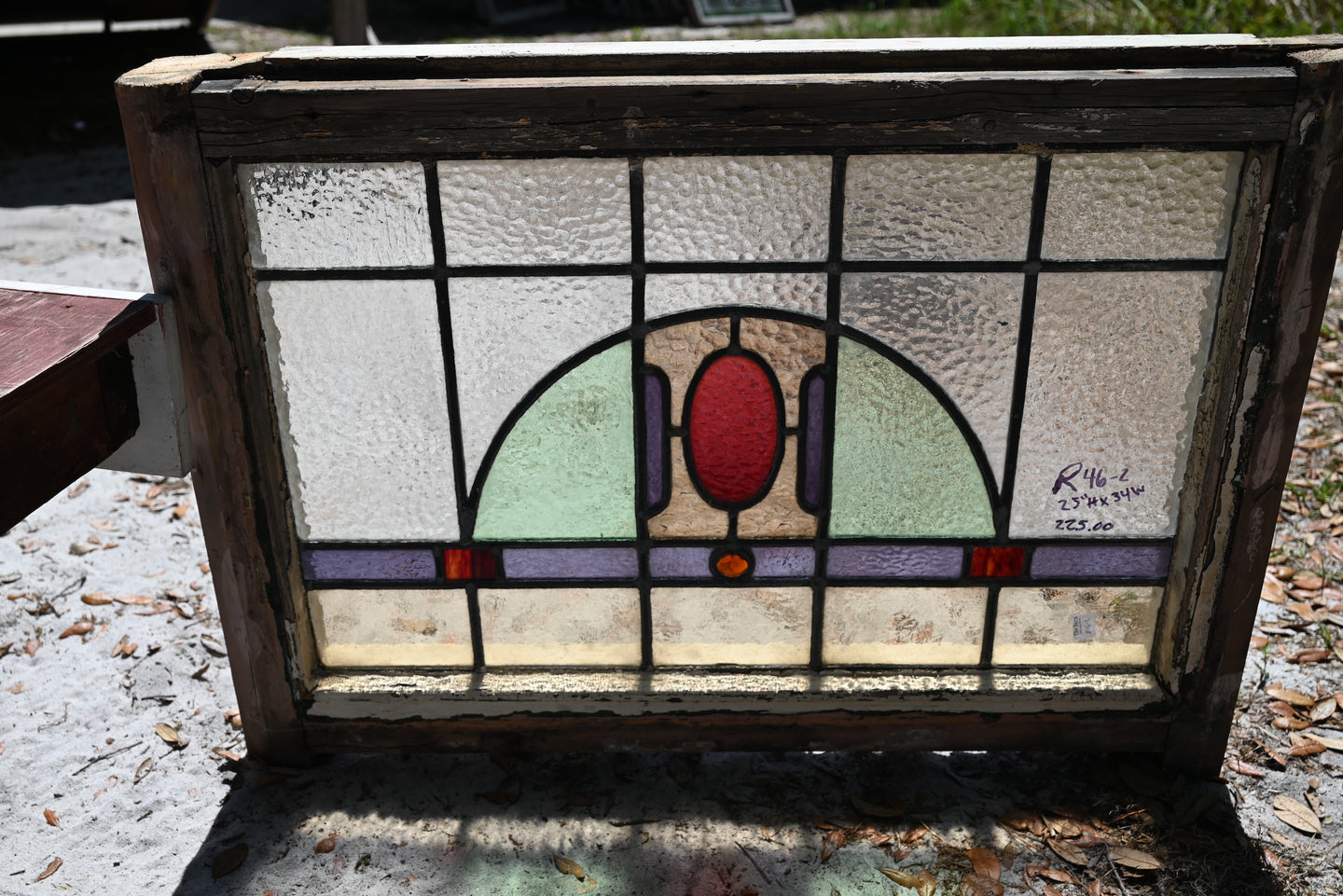 Antique English Stained Glass in Original Frame - The Barn Antiques