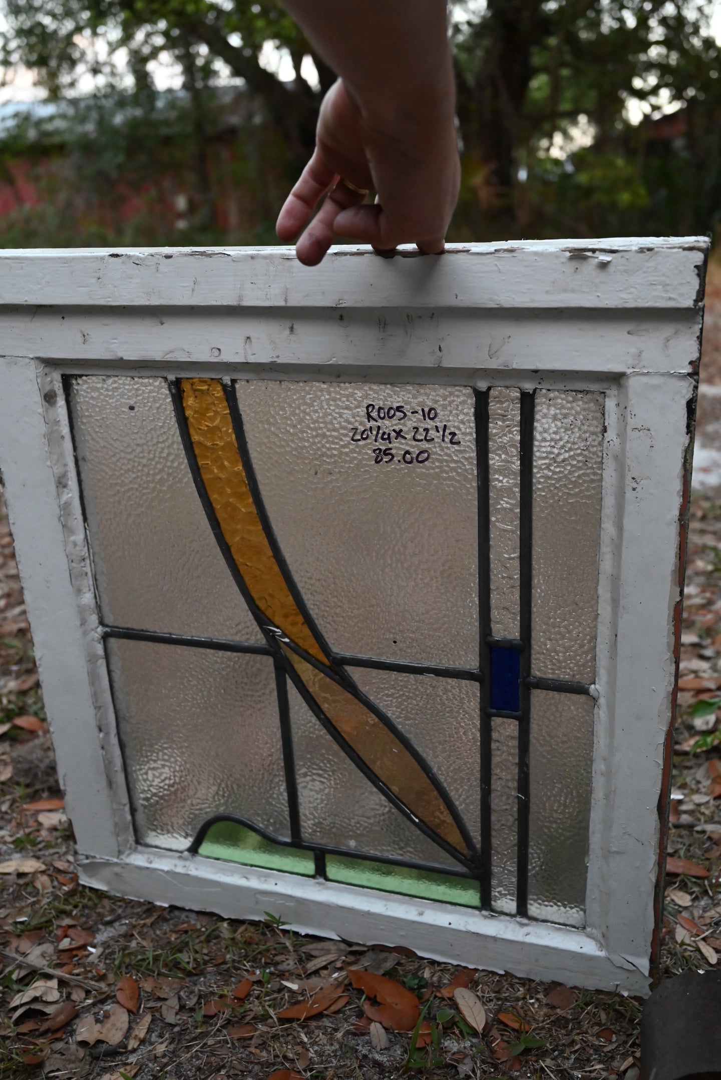 Antique English Stained Glass in Original Frame - The Barn Antiques