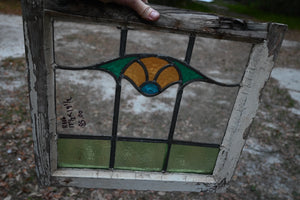 Antique English Stained Glass in Original Frame - The Barn Antiques