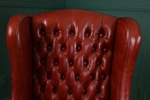 English Leather Chesterfield Wingback with Chippendale Feet - The Barn Antiques