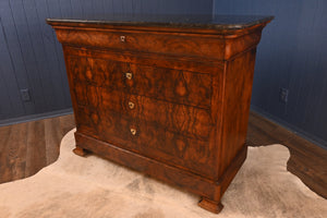Louis Philippe Marble Topped Walnut Commode c.1830s (French) - The Barn Antiques