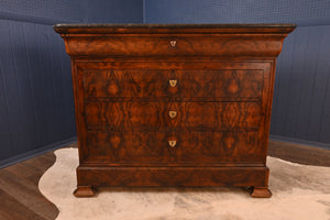 Louis Philippe Marble Topped Walnut Commode c.1830s (French) - The Barn Antiques