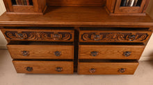 Load image into Gallery viewer, Oak Beveled Glass Bookcase over Drawers - The Barn Antiques