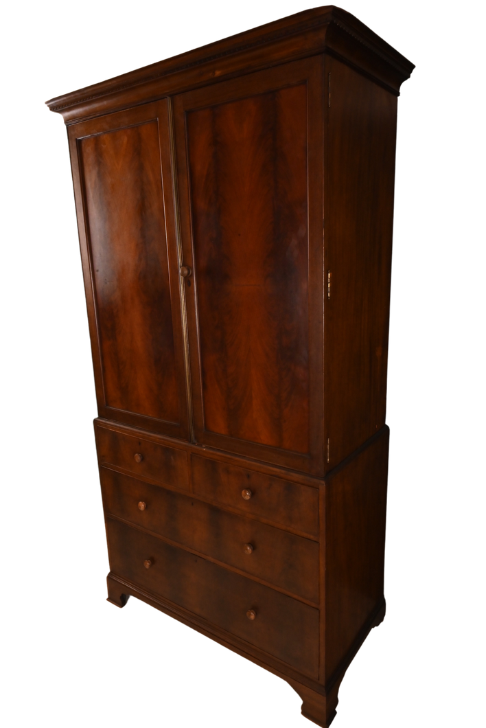 English Mahogany Linen Press c.1890 - The Barn Antiques