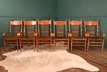 Load image into Gallery viewer, Stunning American Oak Pressed Back Arm Chairs c.1900 - The Barn Antiques