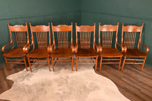 Load image into Gallery viewer, Stunning American Oak Pressed Back Arm Chairs c.1900 - The Barn Antiques