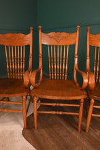 Load image into Gallery viewer, Stunning American Oak Pressed Back Arm Chairs c.1900 - The Barn Antiques