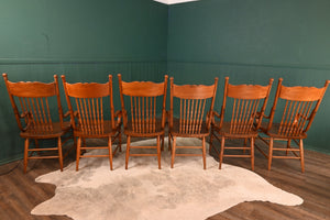 Stunning American Oak Pressed Back Arm Chairs c.1900 - The Barn Antiques