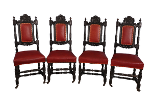 Set of 4 Hand Carved Chairs - The Barn Antiques