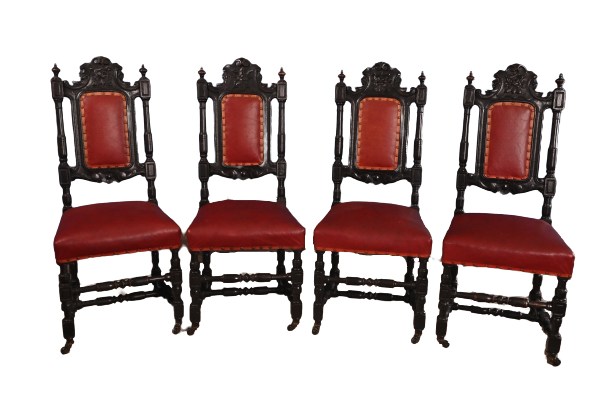 Set of 4 Hand Carved Chairs - The Barn Antiques