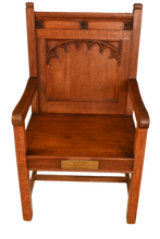 Load image into Gallery viewer, English Oak Chair with Dedication Plaque - The Barn Antiques