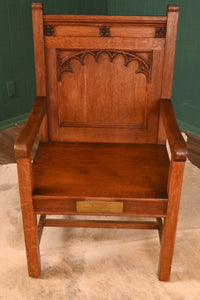 English Oak Chair with Dedication Plaque - The Barn Antiques