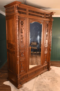 Heavily Carved Oak Continental Cabinet c.1870 - The Barn Antiques