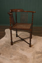 Load image into Gallery viewer, English Mahogany Caned Corner Chair c.1900 - The Barn Antiques