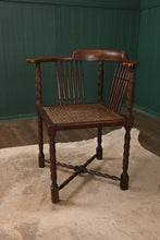 Load image into Gallery viewer, English Mahogany Caned Corner Chair c.1900 - The Barn Antiques