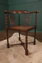 Load image into Gallery viewer, English Mahogany Caned Corner Chair c.1900 - The Barn Antiques