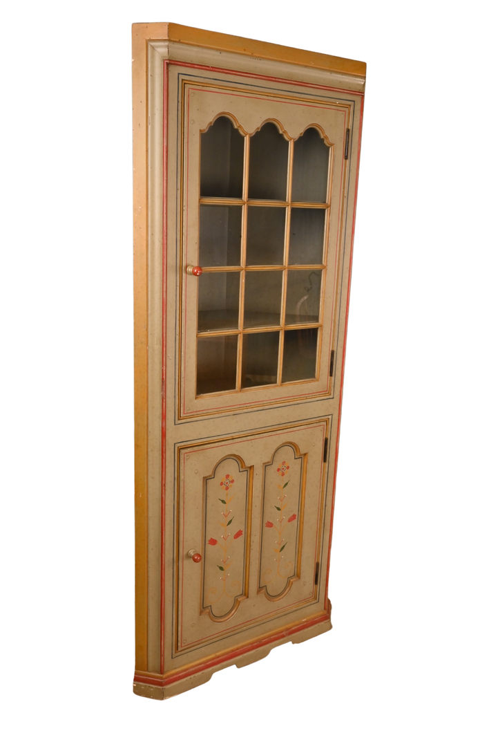 Primitive Painted English Corner Cabinet - The Barn Antiques