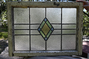 English Stained Glass in Original Frame - The Barn Antiques